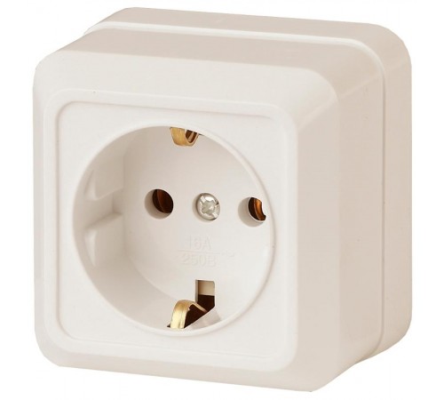 2-202-02 Intro Розетка 2P+E Schuko, 16А-250В, IP20, ОУ, Quadro, сл.кость  Б0027650  Intro