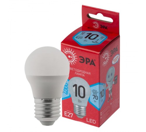 Лампа светодиодная LED P45-10W-840-E27 R (диод, шар, 10Вт, нейтр, E27)  Б0050234  ЭРА