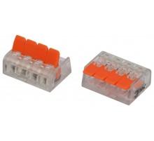 Клемма  NO-225-351 универсальная 221-414 компактная с рычагами 4-проводная 0.2-4 мм2 (упаковка 20 шт.)  Б0067923  ЭРА