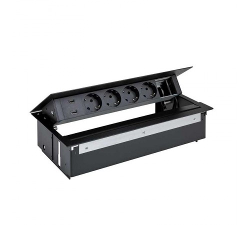 Врезной x6 розеточный блок, планка, 4x2P+E, 2xUSB з/у, 1 пустой модуль, черный, S400  45624000-138  Simon