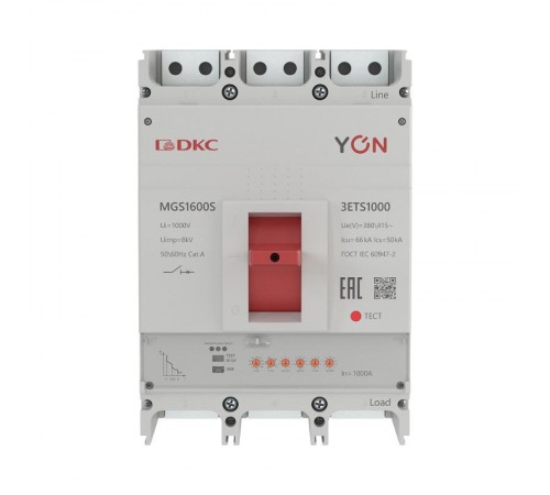 Авт. выкл. YON MGS1600S 3P 400-1000A 66kA с электронным расцепителем ETS  MGS1600S-3ETS1000  DKC