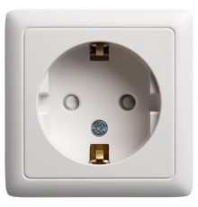 Хит Белый О/У с изолирующей пластиной Розетка с заземлением со шторками, 16А, 250В  RA16-138I-B  SE