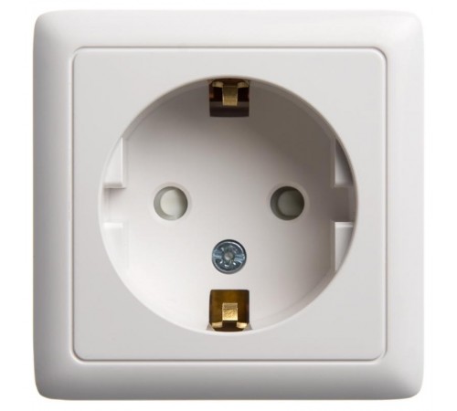 Хит Белый О/У с изолирующей пластиной Розетка с заземлением со шторками, 16А, 250В  RA16-138I-B  SE