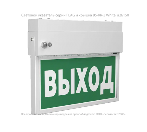 Указатель аварийный светодиодный  BS-FLAG-73-S1-INEXI2 6,7Вт 3ч постоянный накладной IP65   a15611  Белый свет