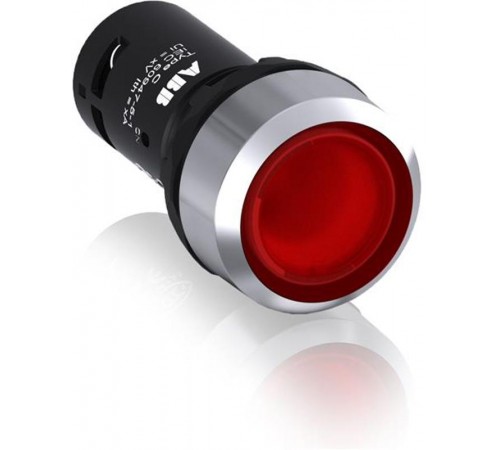 Кнопка с подсветкой CP1-31R-10 красная 24В AC/DC с плоской клавишей без фиксации 1НО, металл.кольцо1SFA619100R3111 ABB