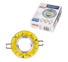 Светильник декор.встр Luciole DLS-L150 GU5.3 GLASSY/YELLOW GU5.3 доп.LED подсветка 3Вт, стекл,зерк./светло-желтый.  UL-00003906  Fametto