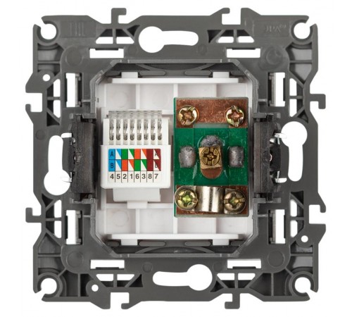 Розетка ЭРА Серия 12 12-3110-16 комбинированная RJ45+TV, титан   Б0065646  ЭРА