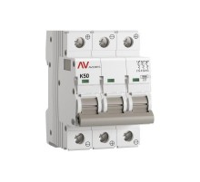 Выключатель автоматический AV-10 DC 3P 50A (K) 10kA AVERES  mcb10-DC-3-50K-av  EKF