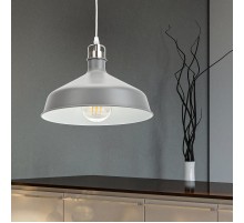 Светильник подвесной PL2 GR/SN металл, E27, max 60W, d300 мм, шагрень серый/сатин никель  Б0037433  ЭРА