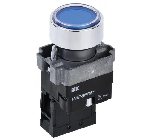 Кнопка LA167-BWF3671 d=22мм RC 1з с подсвет. синяя  BBT20-BWF3671-1-12-67-K07  IEK