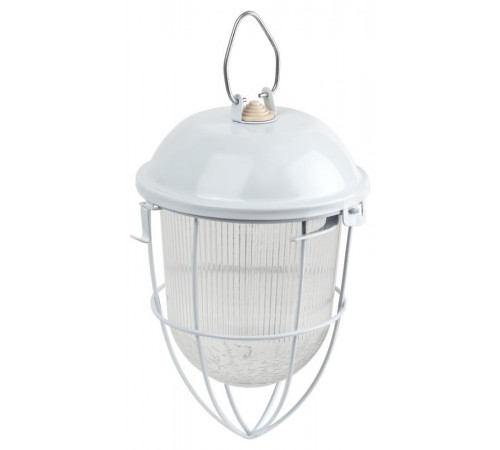 Светильник пылевлагозащищенный под лампу для ЖКХ НСП 02-100-003 с решеткой Желудь сталь / стекло IP54 E27 max 100Вт 170х300 белый  Б0052019  ЭРА