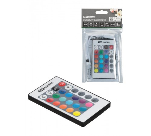 Контроллер для светодиодных лент и модулей RGB-IR-12В-6А-72Вт-IP20, 3 канала, пульт 24 кнопки  SQ0331-0505  TDM