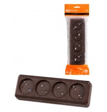 Розетка 4-х местная горизонтальная 2П открытой установки IP20 10A с з/ш бук "Ладога"  SQ1801-0329  TDM