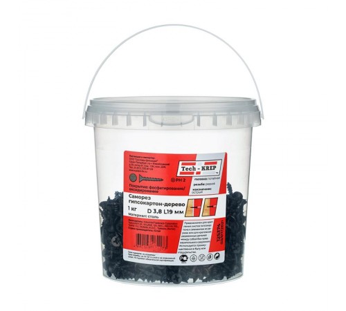 Саморез ШСГД 3,5х19 редкая резьба (1кг) - ведро  125374  Tech-KREP
