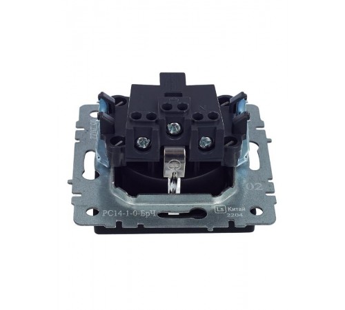 BRITE Розетка с заземлением со шторками 16А РС14-1-0-БрЧ черный  BR-R14-16-K02  IEK