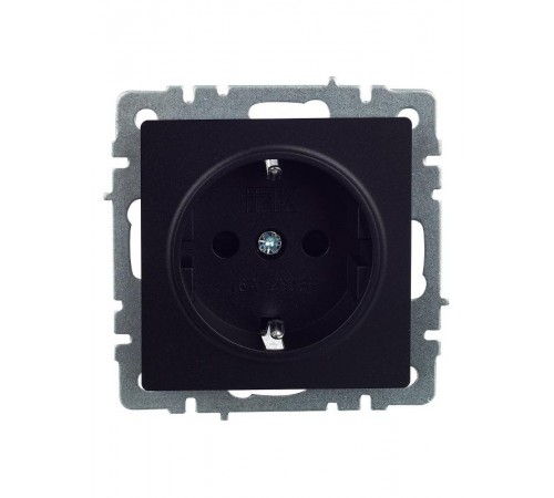 BRITE Розетка с заземлением со шторками 16А РС14-1-0-БрЧ черный  BR-R14-16-K02  IEK