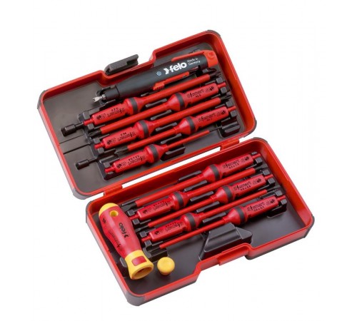 Набор стержней диэл. и рукоятка E-SMART с универсальным ключом для ящиков в кейсе, 14 шт  06391316  Felo