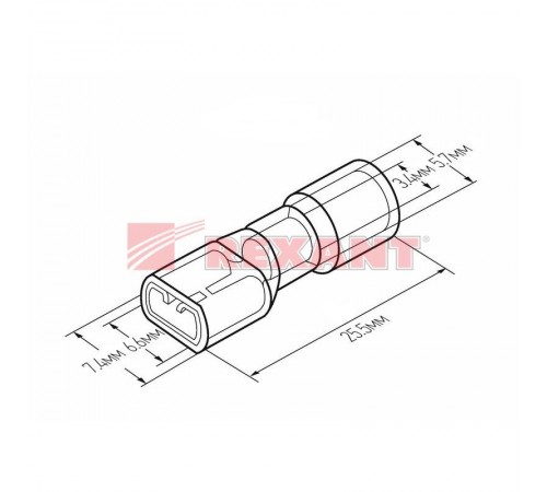 Клемма плоская полностью изолированная термоусаживаемая гнездо 6.6 мм 4-6 мм (РПи-м-т 6.0-(6.3) желтый  08-0654  REXANT
