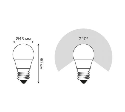 Лампа светодиодная LED 6,5Вт E27 220В 2700К шар  105102107  Gauss