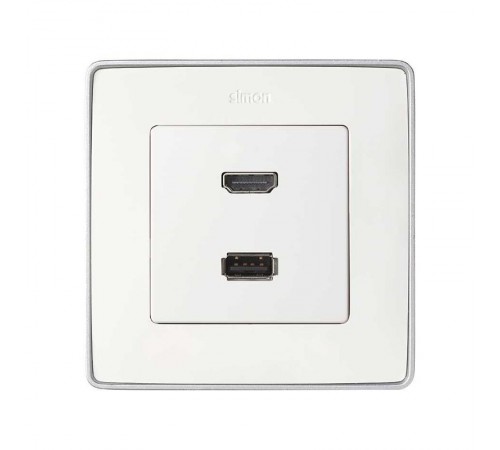Накладка для розетки HDMI + USB 2.0 для передачи данных белого цвета S82  8201095-030  Simon