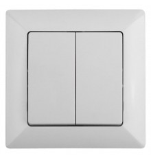 4-104-01 Intro Выключатель двойной, 10А-250В, СУ, Solo, белый  Б0043284  Intro