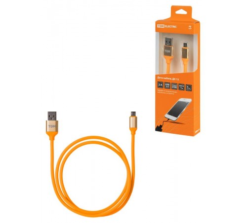 Дата-кабель, ДК 13, USB - micro USB, 1 м, силиконовая оплетка, оранжевый,  SQ1810-0313  TDM