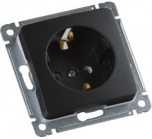 Розетка скрытой установки, одноместная, с заземляющим контактом, механизм, цвет черный  РС16-411-08  HEGEL