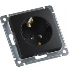 Розетка скрытой установки, одноместная, с заземляющим контактом, механизм, цвет черный  РС16-411-08  HEGEL