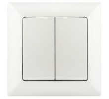 Выключатель Intro Solo 4-104-06 двухклавишный 10А-250В, IP20, СУ, перламутр  Б0053590  Intro