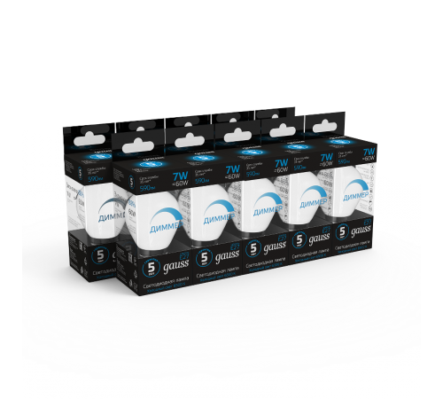 Лампа светодиодная Шар 7W 590lm 6500К E27 диммируемая  105102307-D  Gauss