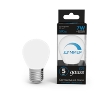 Лампа светодиодная Шар 7W 590lm 6500К E27 диммируемая  105102307-D  Gauss
