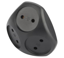 Разветвитель электрический ЭРА SPx-3-B на 3 розетки без заземления 10А черный   Б0059721  ЭРА