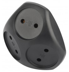 Разветвитель электрический ЭРА SPx-3-B на 3 розетки без заземления 10А черный   Б0059721  ЭРА