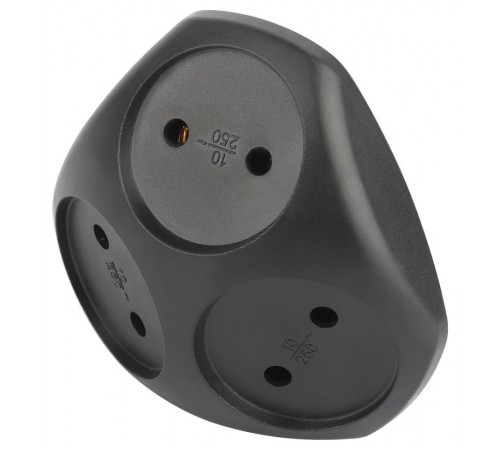 Разветвитель электрический ЭРА SPx-3-B на 3 розетки без заземления 10А черный   Б0059721  ЭРА