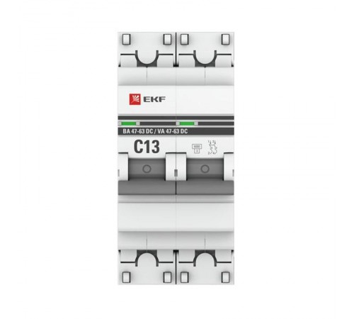 Выключатель автоматический двухполюсный 2P 13А (C) 6кА ВА 47-63 DC EKF PROxima  mcb4763-DC-2-13C-pro  EKF (замена - M63DC6213C)