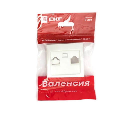Валенсия лицевая панель розетки RJ-45 1-местная жемчуг EKF PROxima   ESK01-L-035-50   EKF