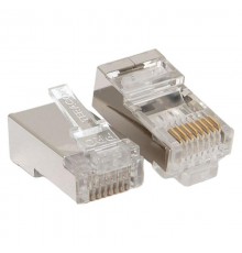 Коннектор RJ-45 TERACOM PRO экранированный 8P8C 30мкд Cat.6 (упак.20шт)  TRP-PLUG-6FTP-20  EKF