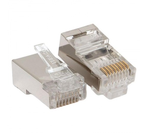 Коннектор RJ-45 TERACOM PRO экранированный 8P8C 30мкд Cat.6 (упак.20шт)  TRP-PLUG-6FTP-20  EKF