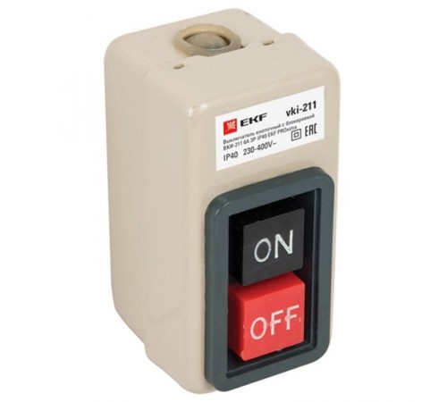 Выключатель кнопочный с блокировкой ВКИ-211 6А 3P IP40  EKF PROxima  vki-211  EKF