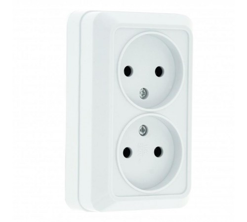 Рим Розетка 2-местная 10А без заземления керам. белая EKF PROximaENR10-102-10CEKF