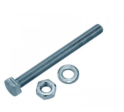 Болт DIN933 8.8 с шестигранной головкой оцинк. М12х160 + гайка + шайба (2 шт) - пакет ( 0,317 кг)  136931  Tech-KREP