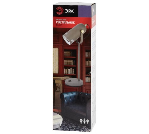 Светильник настольный N-117-Е27-40W-GY серый (12/48)  Б0047195  ЭРА