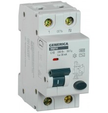Выключатель автоматический дифференциального тока АВДТ 32 1п+N 10А C 30мА тип AC   MAD25-5-010-C-30  GENERICA