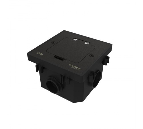 MultiDesk Лючок на 2 модуля IP44 с монтажной коробкой для бетонных полов ЧЁРНЫЙ матовый, тип MDK20  MDK20202MBC  SE