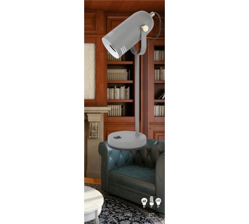 Светильник настольный N-117-Е27-40W-GY серый (12/48)  Б0047195  ЭРА