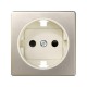 Simon 82 Накладка на розетку двухполюсную с заземляющим контактом, с защитными шторками, S82, S82N, шампань-с  82041-64  Simon