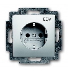 Розетка SCHUKO 16А 250В с защитными шторками с маркировкой "EDV", серия pur/сталь  2013-0-5277   2CKA002013A5277  ABB