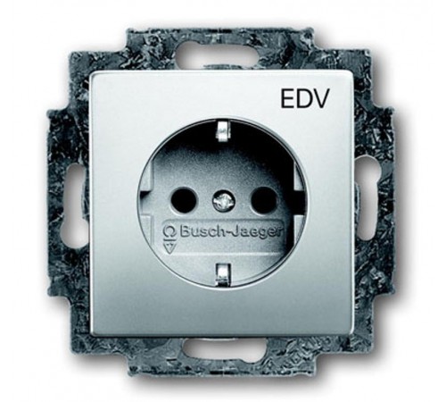 Розетка SCHUKO 16А 250В с защитными шторками с маркировкой "EDV", серия pur/сталь  2013-0-5277   2CKA002013A5277  ABB