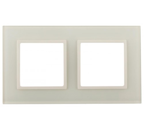Рамка для розеток и выключателей Elegance 14-5102-02 на 2 поста, стекло, Elegance, слоновая кость+слоновая кость  Б0059169  ЭРА