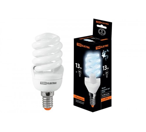 Лампа энергосберегающая КЛЛ 13Вт E14 840 cпираль FSТ2 42х98мм  SQ0323-0058  TDM